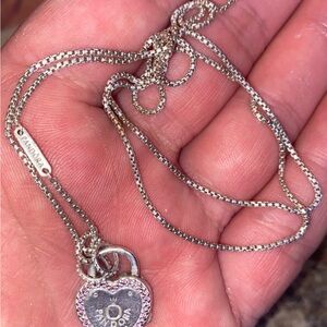 Pandora Silver and Pink Heart Necklace
